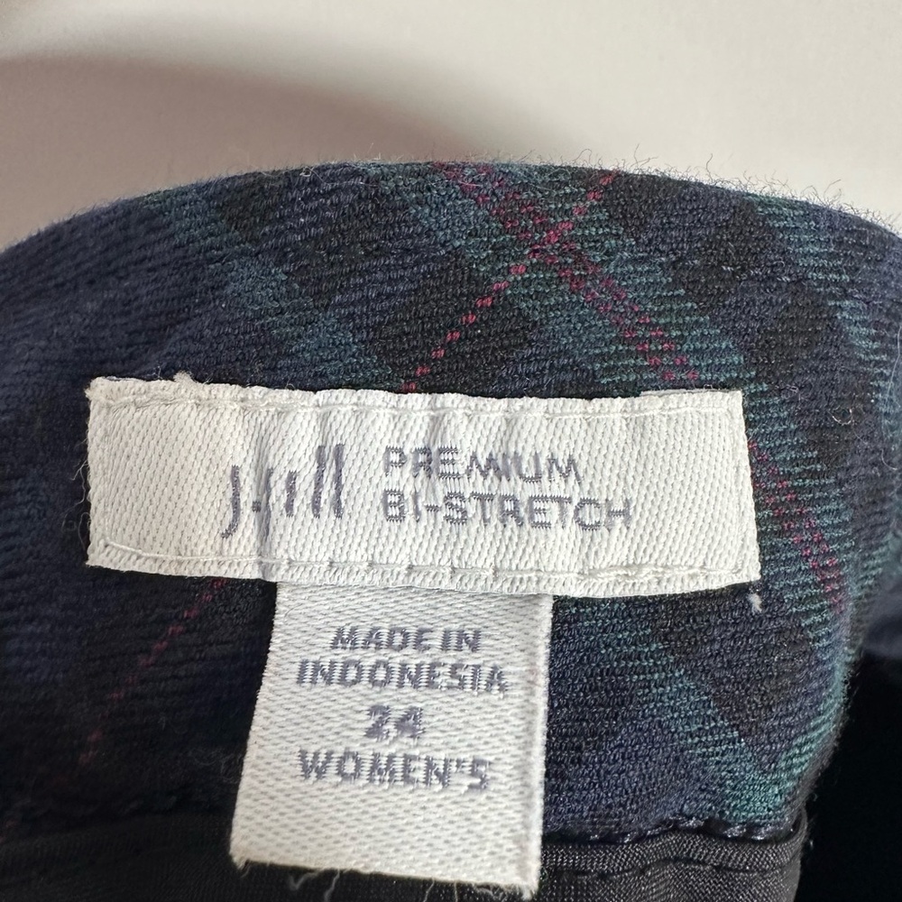 J.Jill Premium Bi Stretch Blue Green Plaid Tartan Straight Leg Pants Size 24 - Picture 4 of 5